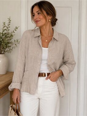 CASLON 100% linen button up shirt/jacket